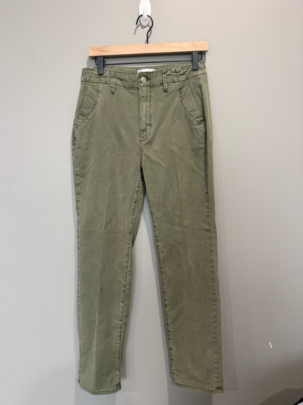 PAIGE Olive Green Slim Straight Pants Women’s Size 27 Lyocell